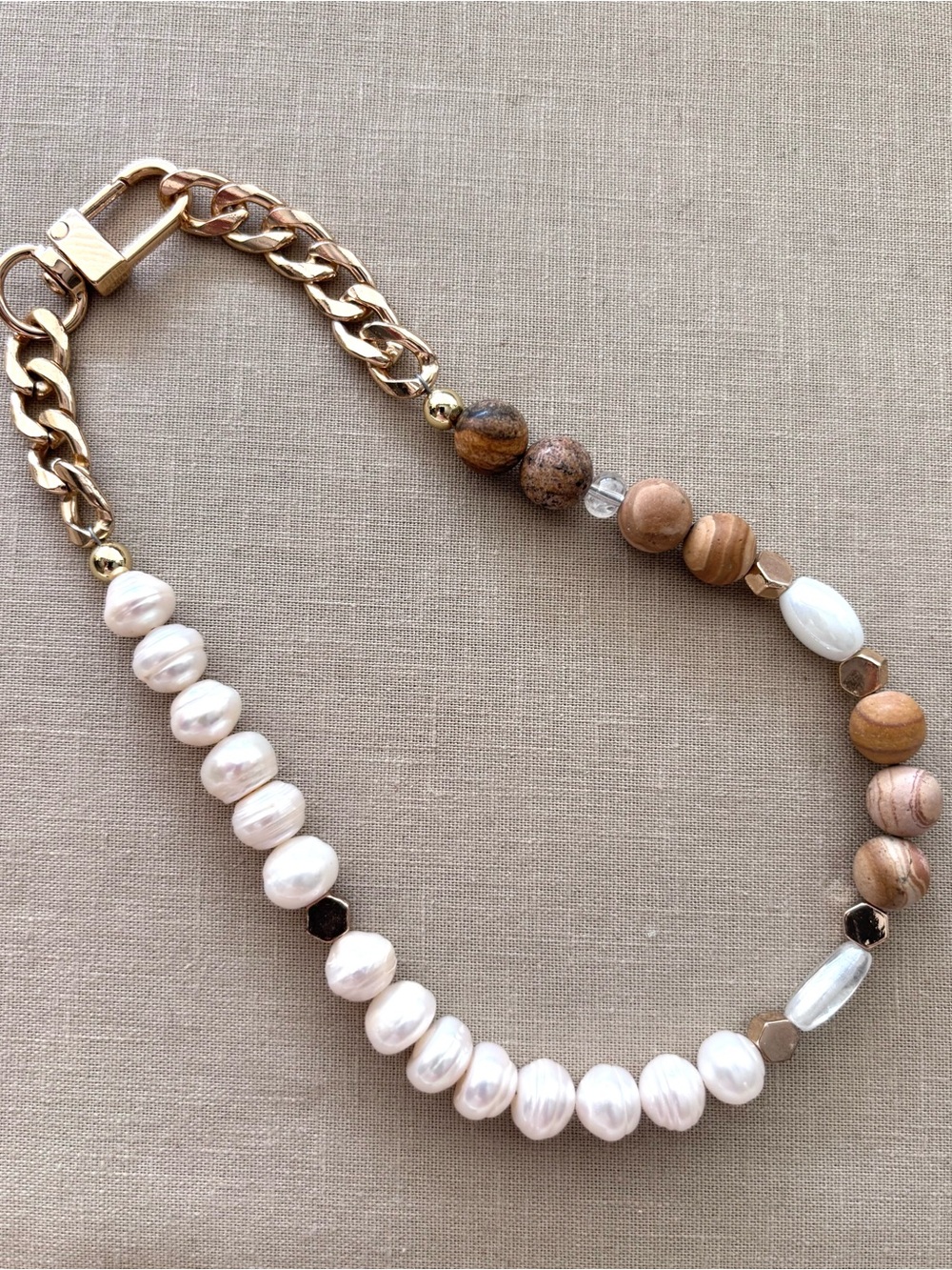 Modern Half Pearl Stone Necklace